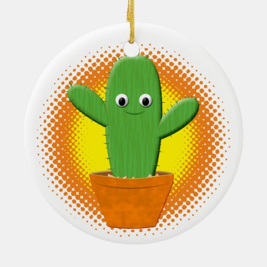 Cute Cartoon Cactus Kerstmis Keramisch Ornament (Achterkant)