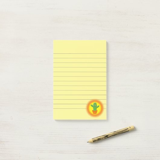 Cute Cartoon Cactus Lined Post-it® Notes (Op bureau)
