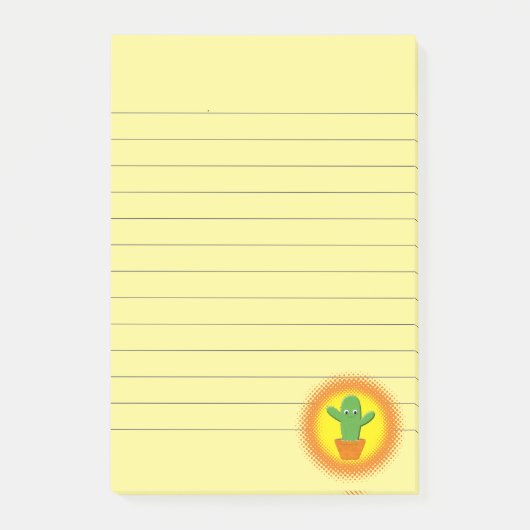 Cute Cartoon Cactus Lined Post-it® Notes (Voorkant)