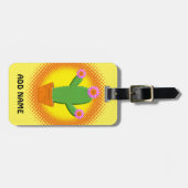 Cute Cartoon cactus met roze bloemen Bagagelabel (Voorkant horizontaal)