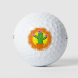 Cute Cartoon cactus met roze bloemen Golfballen