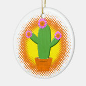 Cute Cartoon Cactus met roze bloemen kerst Keramisch Ornament (Links)