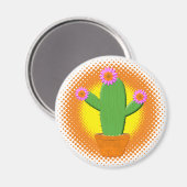 Cute Cartoon cactus met roze bloemen Magneet (Voorkant / Achterkant)