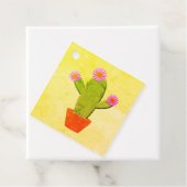 Cute Cartoon cactus met roze bloemen schilderen Bedankjes Labels (In situ)