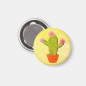 Cute Cartoon cactus met roze bloemen schilderen Magneet (Voorkant / Achterkant)