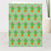 Cute Cartoon cactus met roze ventilator Kaart (Achterkant)