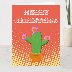 Cute Cartoon cactus met roze ventilator Kaart