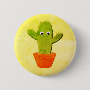 Cute Cartoon Cactus Painting Ronde Button 5,7 Cm