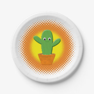 Cute Cartoon Cactus Papieren Bordje