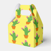 Cute Cartoon Cactus Patroon met roze bloemen Bedankdoosjes (Achterkant)