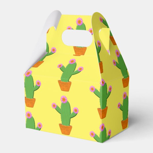 Cute Cartoon Cactus Patroon met roze bloemen Bedankdoosjes (Voorkant Zijde)
