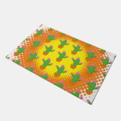 Cute Cartoon Cactus Patroon met roze bloemen Deurmat (Schuin)