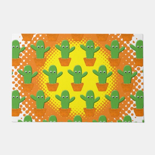 Cute Cartoon Cactus Pattern Deurmat (Voorkant)