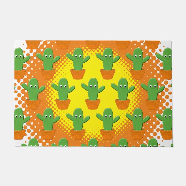 Cute Cartoon Cactus Pattern Deurmat (Voorkant)