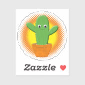 Cute Cartoon Cactus Sticker (Vel)