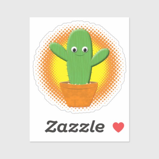 Cute Cartoon Cactus Sticker (Vel)
