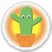 Cute Cartoon Cactus Sticker (Voorkant)