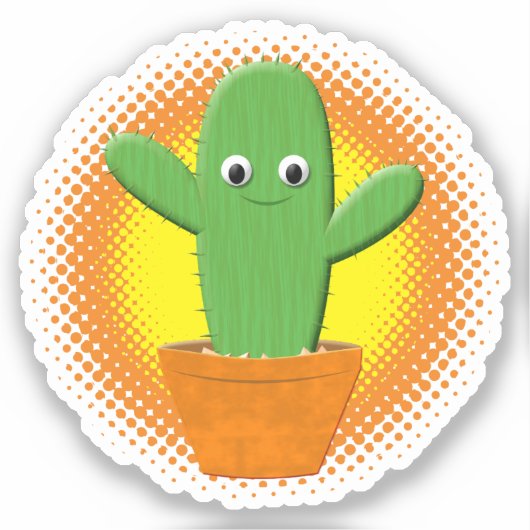 Cute Cartoon Cactus Sticker (Voorkant)