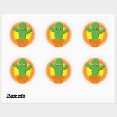 Cute Cartoon Cactus Tekening Ronde Sticker (Vel)