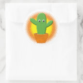 Cute Cartoon Cactus Tekening Ronde Sticker (Tas)