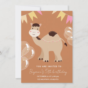 Cute cartoon camel foto verjaardaguitnodiging kaart