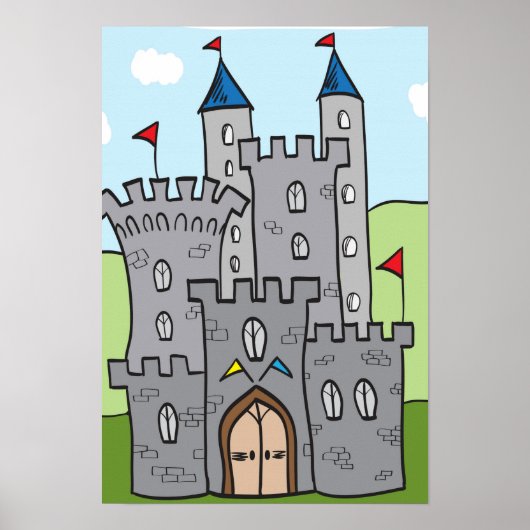 Cute Cartoon Castle Poster (Voorkant)