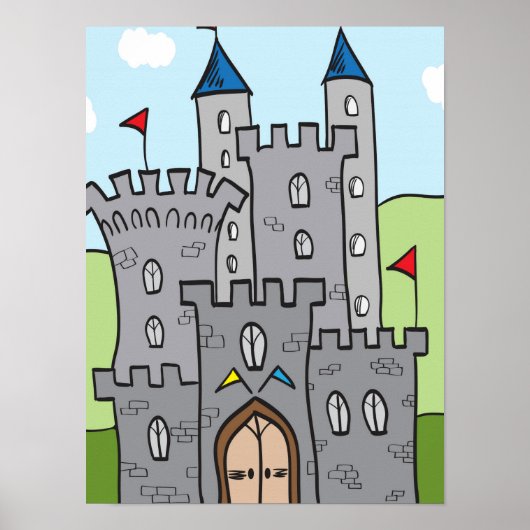 Cute Cartoon Castle Poster (Voorkant)