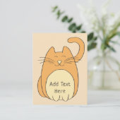 Cute Cartoon Cat Add Name | Beige Feestdagenkaart (Staand voorkant)
