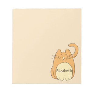 Cute Cartoon Cat Add Name   Beige Notitieblok