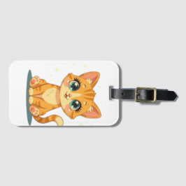 **Cute Cartoon Cat – Adorable Kitty Illustration** Bagagelabel