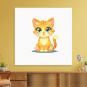 **Cute Cartoon Cat – Adorable Kitty Illustration** Canvas Afdruk (Insitu (Woonkamer))