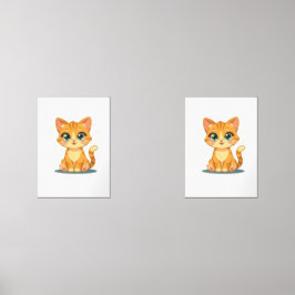 **Cute Cartoon Cat – Adorable Kitty Illustration** Muurkunst Sets