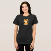 **Cute Cartoon Cat – Adorable Kitty Illustration** Tri-Blend Shirt (Voorkant volledig)