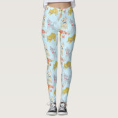 Cute Cartoon Cat and Flowers Pattern Leggings (Voorkant)