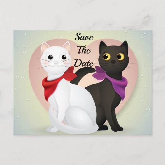 Cute Cartoon Cat Couple Briefkaart (Voorkant)
