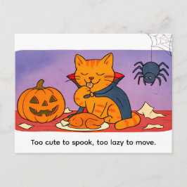 Cute Cartoon Cat Dressed as Little Vampire Briefkaart