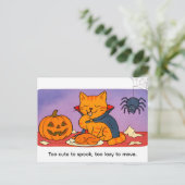 Cute Cartoon Cat Dressed as Little Vampire Briefkaart (Staand voorkant)