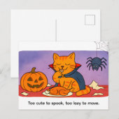 Cute Cartoon Cat Dressed as Little Vampire Briefkaart (Voorkant / Achterkant)