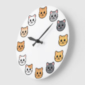 Cute Cartoon Cat Faces Kawaii Feline Wall Clock Grote Klok (Hoek)