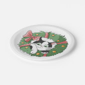 Cute Cartoon Cat in Christmas Wreath Papieren Bordje (Gekanteld)