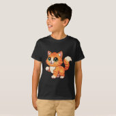 Cute Cartoon Cat Kids' T-Shirt (Voorkant volledig)