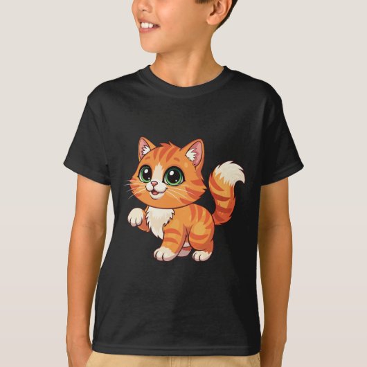 Cute Cartoon Cat Kids' T-Shirt (Voorkant)