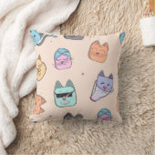 Cute Cartoon Cat Kitty Faces Pattern Patterns | Pa Kussen (Deken)