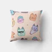 Cute Cartoon Cat Kitty Faces Pattern Patterns | Pa Kussen (Achterkant)