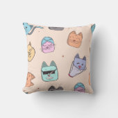 Cute Cartoon Cat Kitty Faces Pattern Patterns | Pa Kussen (Voorkant)