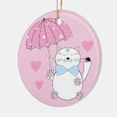 Cute cartoon cat met paraplu keramisch ornament (Links)