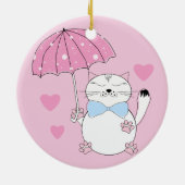 Cute cartoon cat met paraplu keramisch ornament (Achterkant)