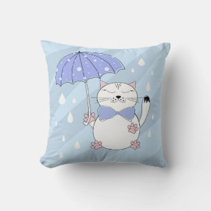 Cute cartoon cat met paraplu kussen