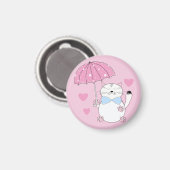 Cute cartoon cat met paraplu magneet (Voorkant / Achterkant)