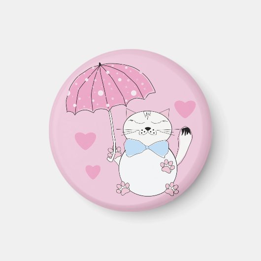 Cute cartoon cat met paraplu magneet (Voorkant)